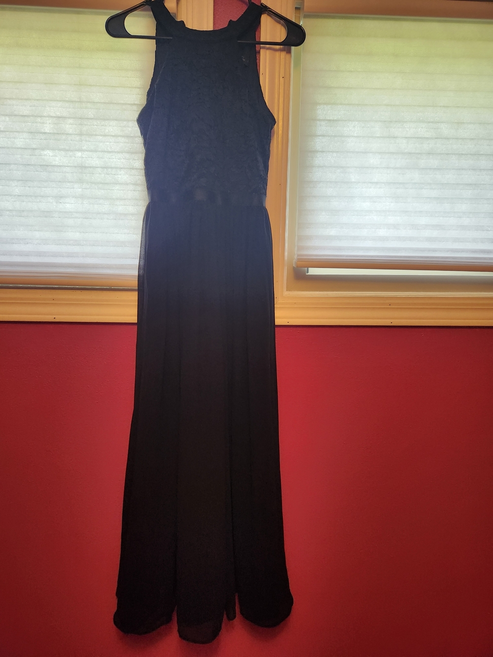 Elegant Black Lace Bodice Maxi Dress - Women